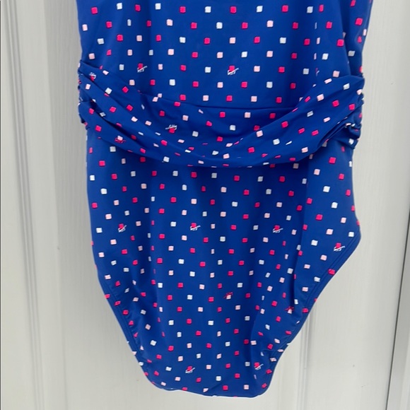 Lilly Pulitzer Delphine Borealis Blue Lilly Squared One Piece Swimsuit sz 8 - Picture 3 of 7
